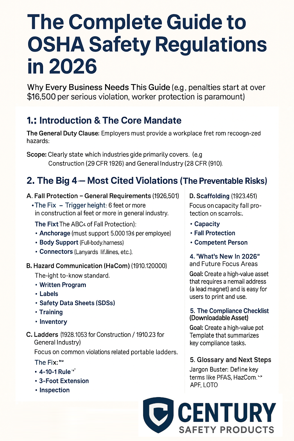 Your complete OSHA compliance guide for 2026—covering top violations, new rules, and essential checklists for safety pros.