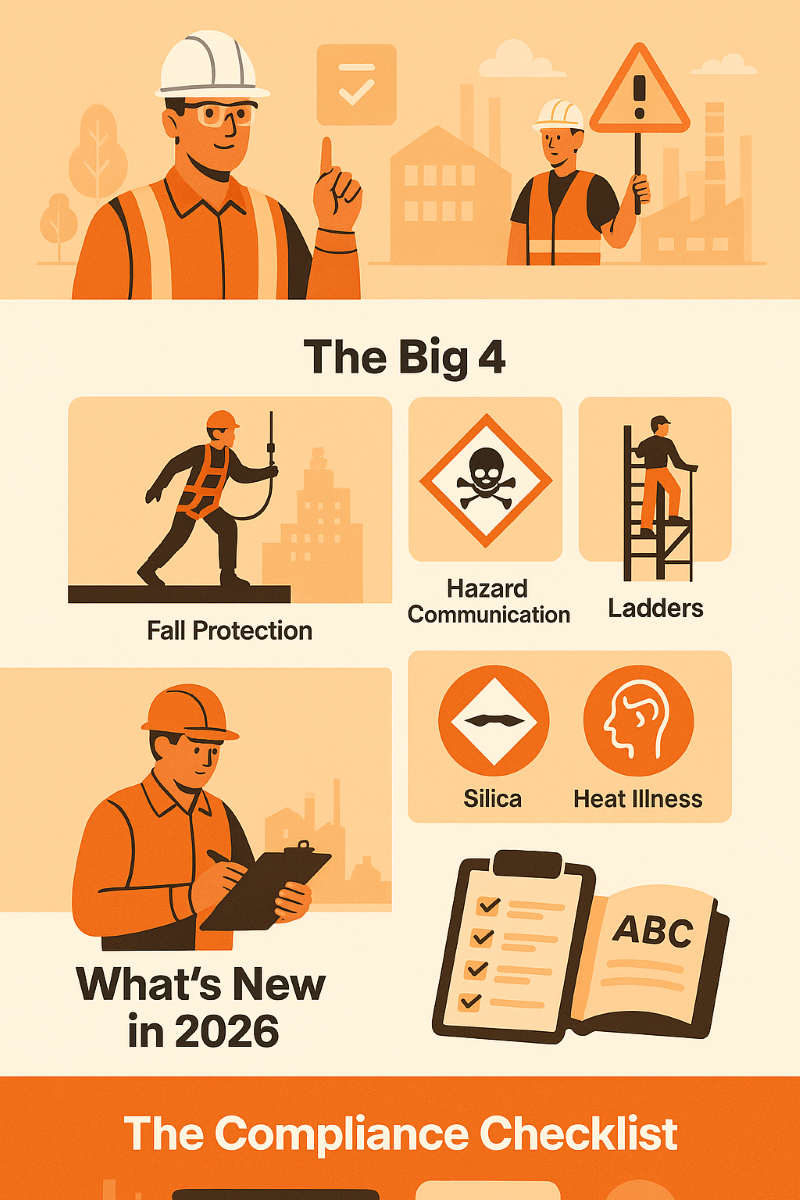 Your complete OSHA compliance guide for 2026—covering top violations, new rules, and essential checklists for safety pros.