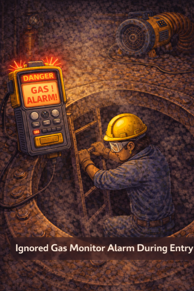 ignoring gas monitor alarms in confined spaces