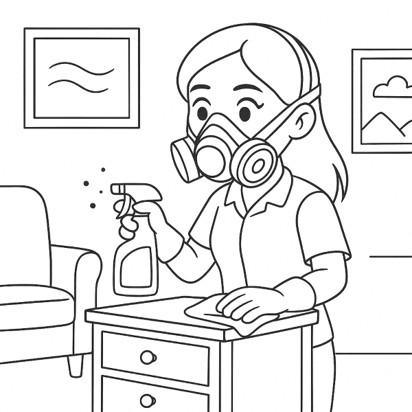 Worker wearing a respirator in a real setting