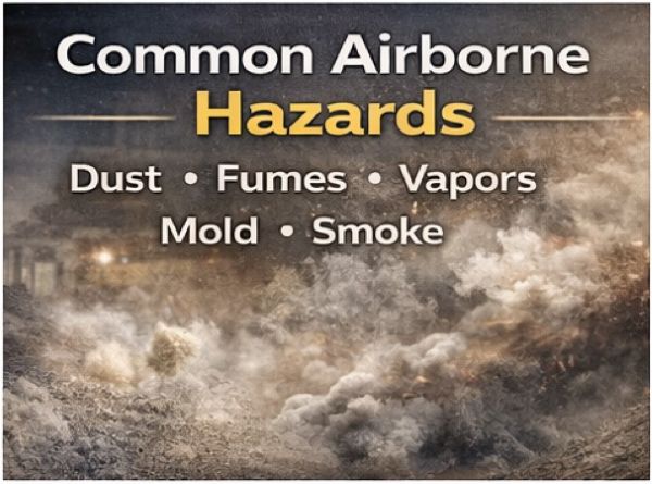 airborne hazards in workplace including dust fumes smoke and particles in industrial setting