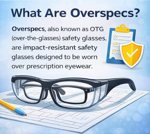 What are overspecs safety glasses worn over prescription glasses for eye protection