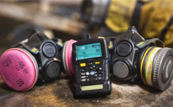 Confined space blower fan, ducting, and gas monitor used together for workplace air safety.
