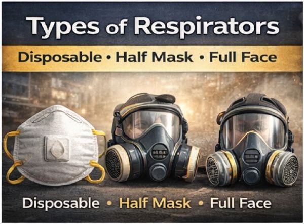 different types of respirators including disposable mask half face and full face respirator